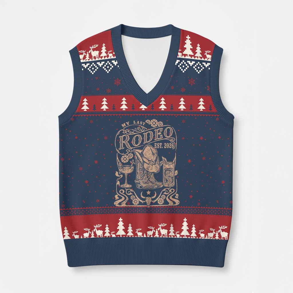 My Last Rodeo Western Bachelorette Party Bride 2026 V-Neck Knit Sweater Vest Cowgirl Wedding Gift
