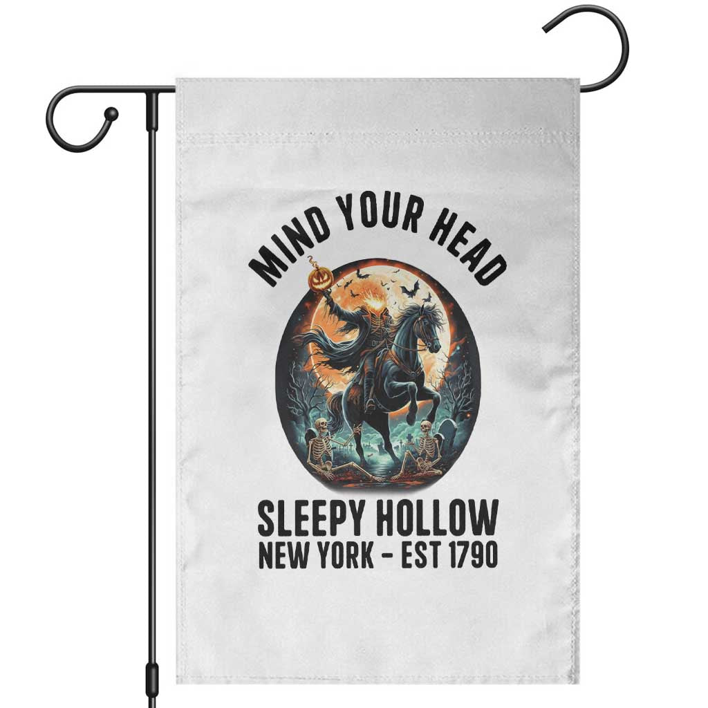 Headless Horseman Garden Flag Mind Your Head Haunted Gift - Wonder Print Shop
