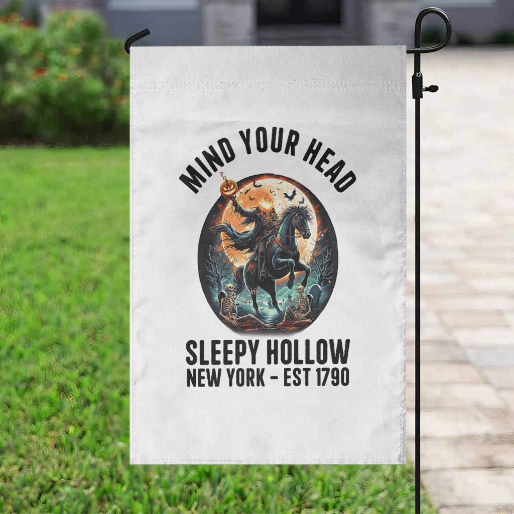 Headless Horseman Garden Flag Mind Your Head Haunted Gift - Wonder Print Shop