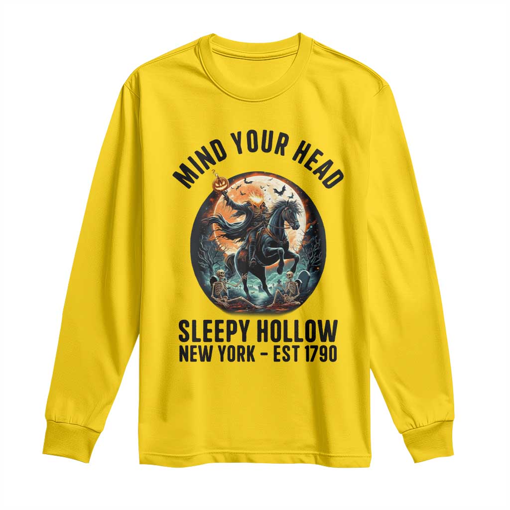 Headless Horseman Long Sleeve Shirt Mind Your Head Haunted Gift - Wonder Print Shop