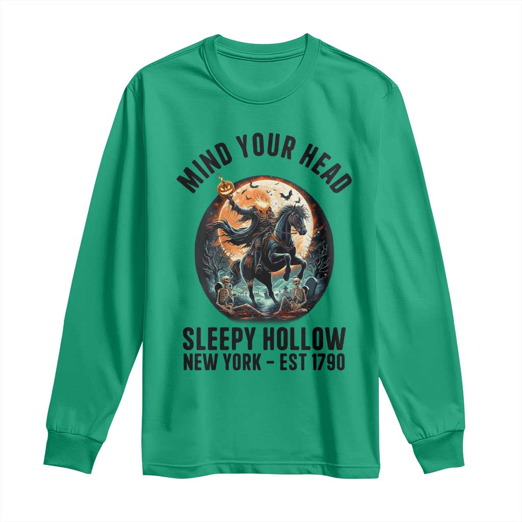 Headless Horseman Long Sleeve Shirt Mind Your Head Haunted Gift - Wonder Print Shop