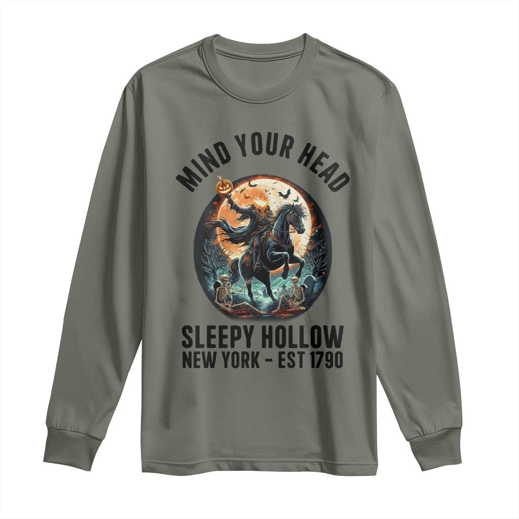 Headless Horseman Long Sleeve Shirt Mind Your Head Haunted Gift - Wonder Print Shop