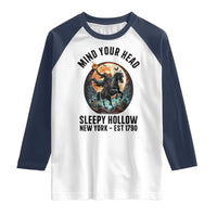 Headless Horseman Raglan Shirt Mind Your Head Haunted Gift - Wonder Print Shop