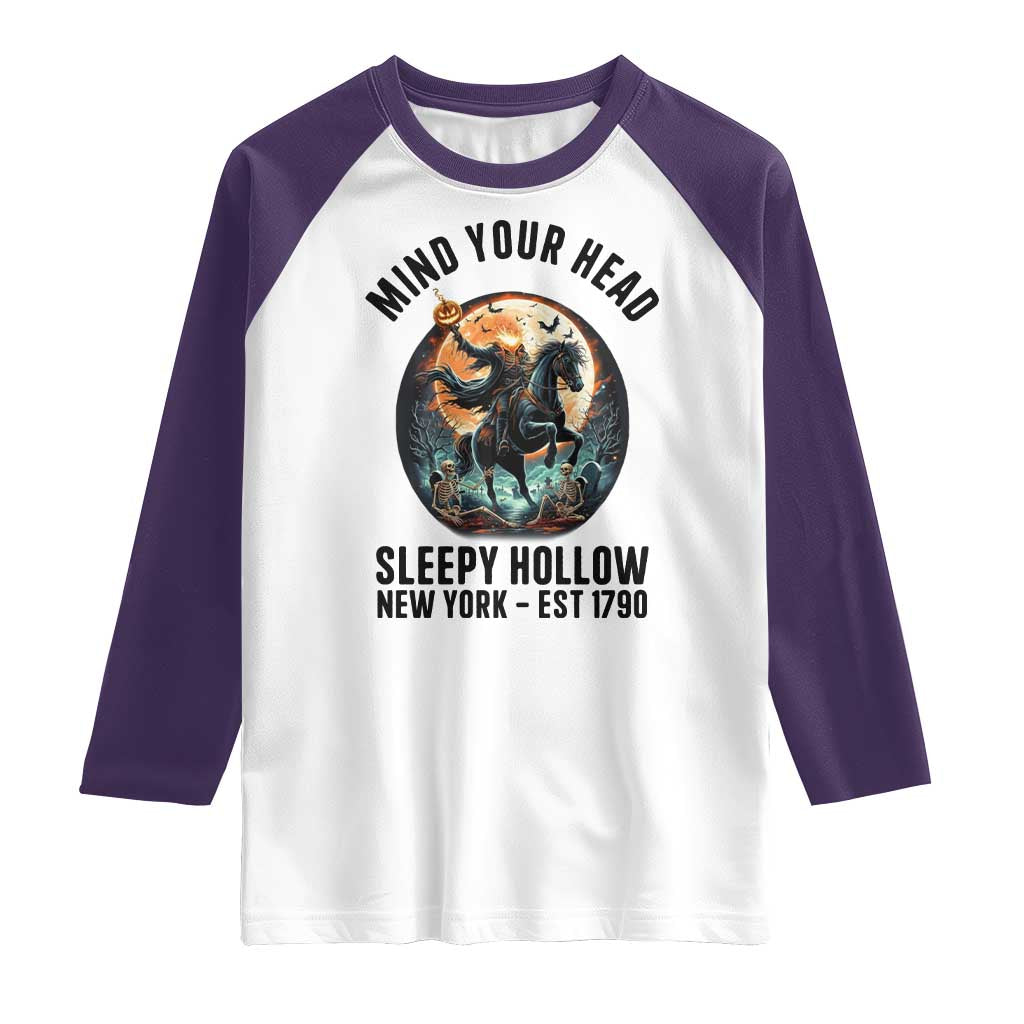 Headless Horseman Raglan Shirt Mind Your Head Haunted Gift - Wonder Print Shop