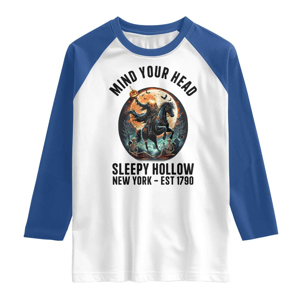 Headless Horseman Raglan Shirt Mind Your Head Haunted Gift - Wonder Print Shop