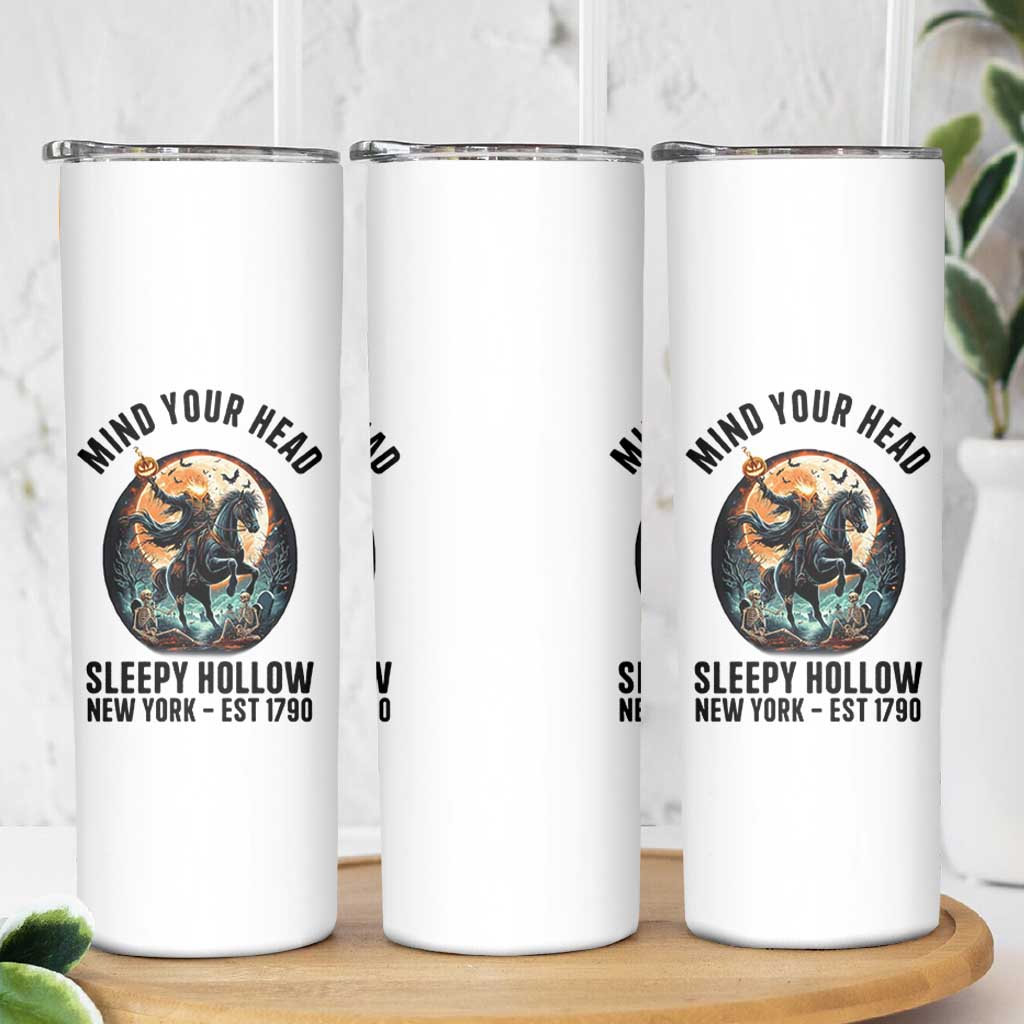 Headless Horseman Skinny Tumbler Mind Your Head Haunted Gift