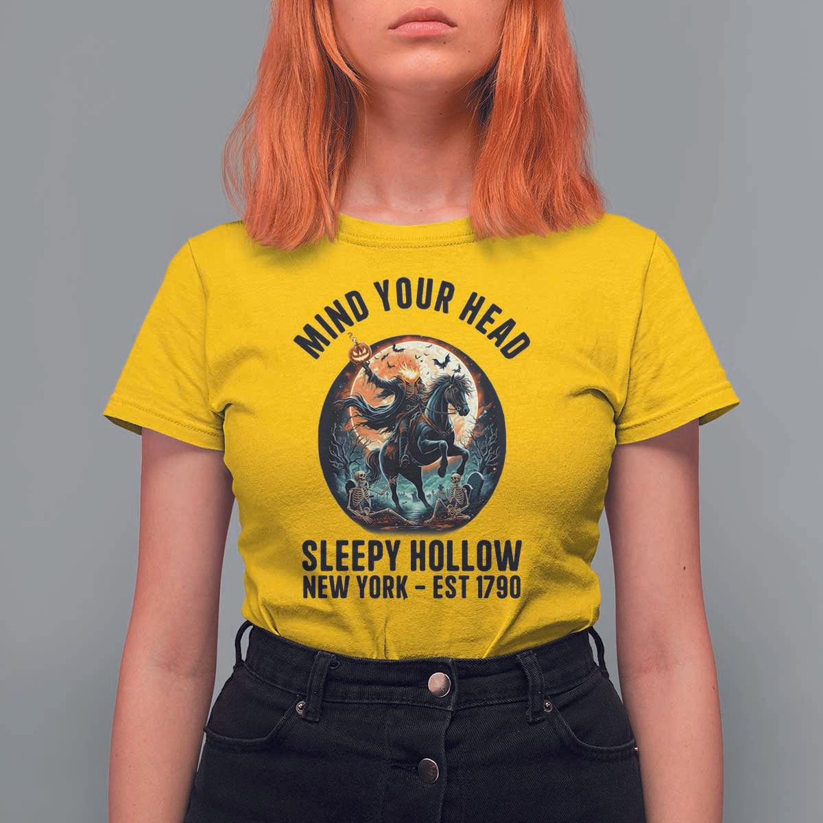 Headless Horseman T Shirt For Women Mind Your Head Haunted Gift - Wonder Print Shop