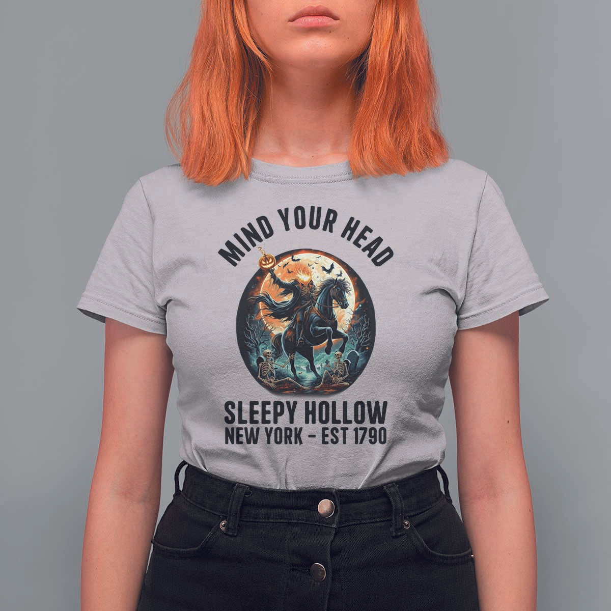 Headless Horseman T Shirt For Women Mind Your Head Haunted Gift - Wonder Print Shop