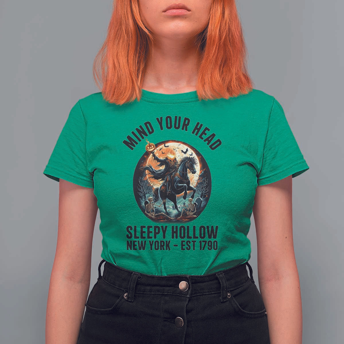 Headless Horseman T Shirt For Women Mind Your Head Haunted Gift - Wonder Print Shop