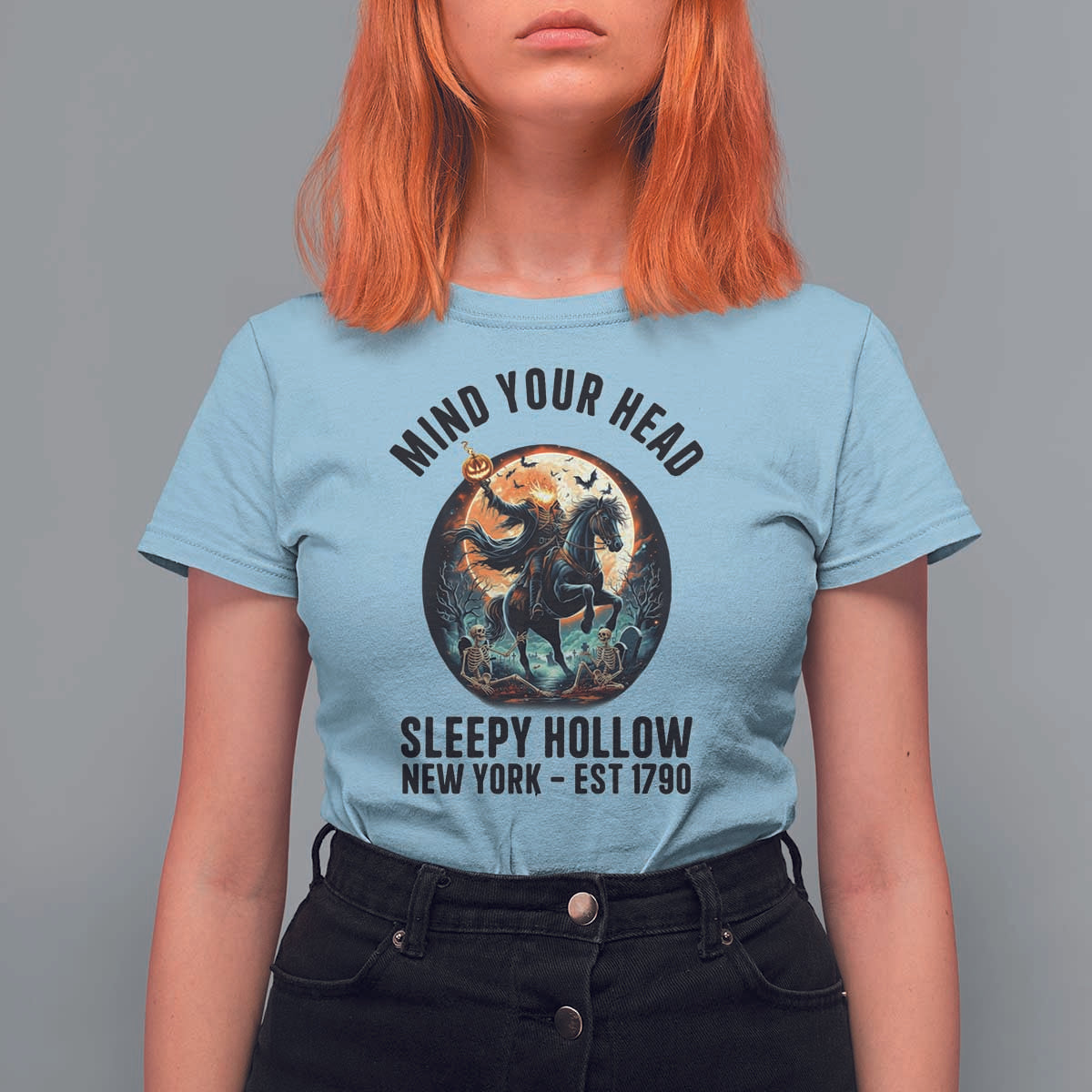 Headless Horseman T Shirt For Women Mind Your Head Haunted Gift - Wonder Print Shop