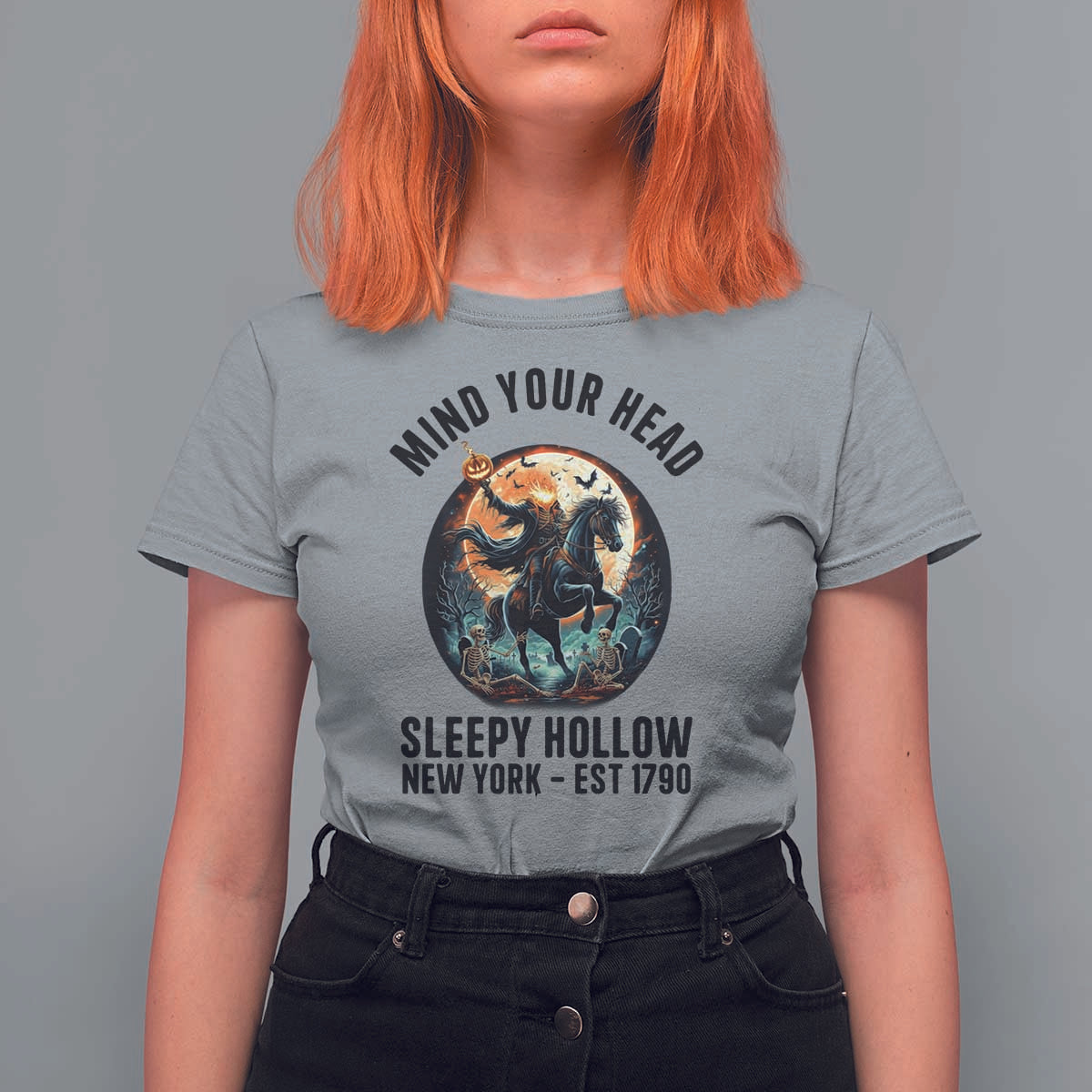 Headless Horseman T Shirt For Women Mind Your Head Haunted Gift - Wonder Print Shop