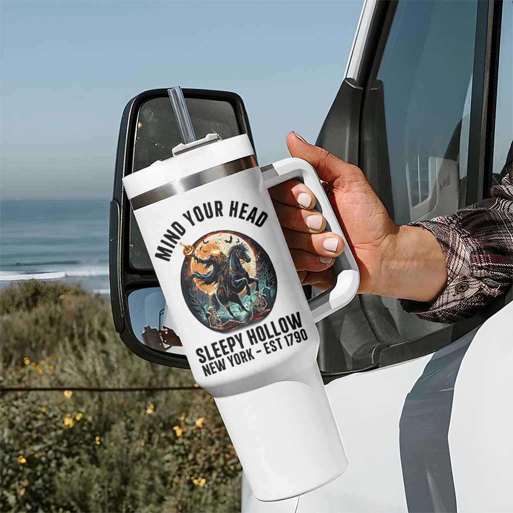 Headless Horseman Tumbler With Handle Mind Your Head Haunted Gift