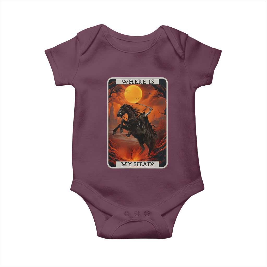 Headless Horseman Baby Onesie Where Is My Head Gothic Tarot Gift - Wonder Print Shop
