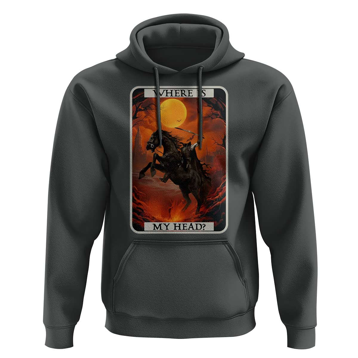 Headless Horseman Hoodie Where Is My Head Gothic Tarot Gift - Wonder Print Shop
