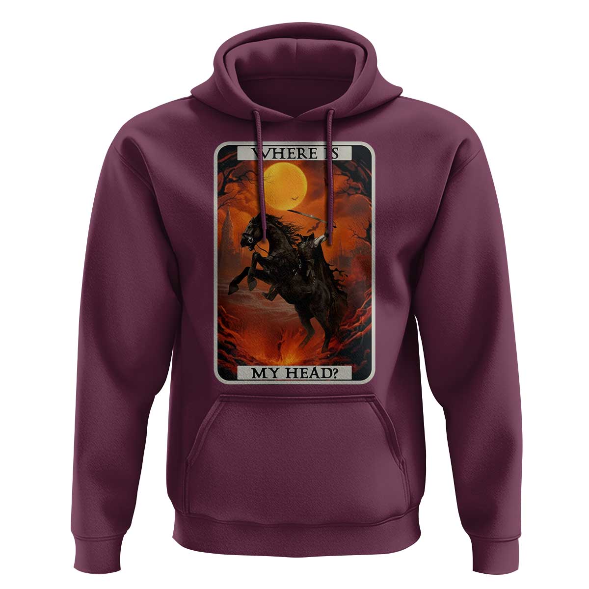 Headless Horseman Hoodie Where Is My Head Gothic Tarot Gift - Wonder Print Shop