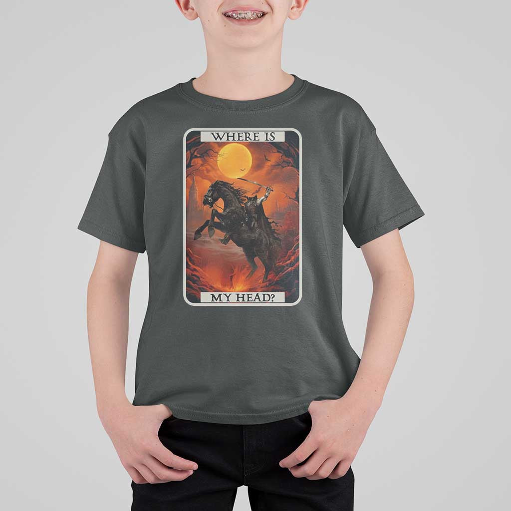 Headless Horseman T Shirt For Kid Where Is My Head Gothic Tarot Gift - Wonder Print Shop
