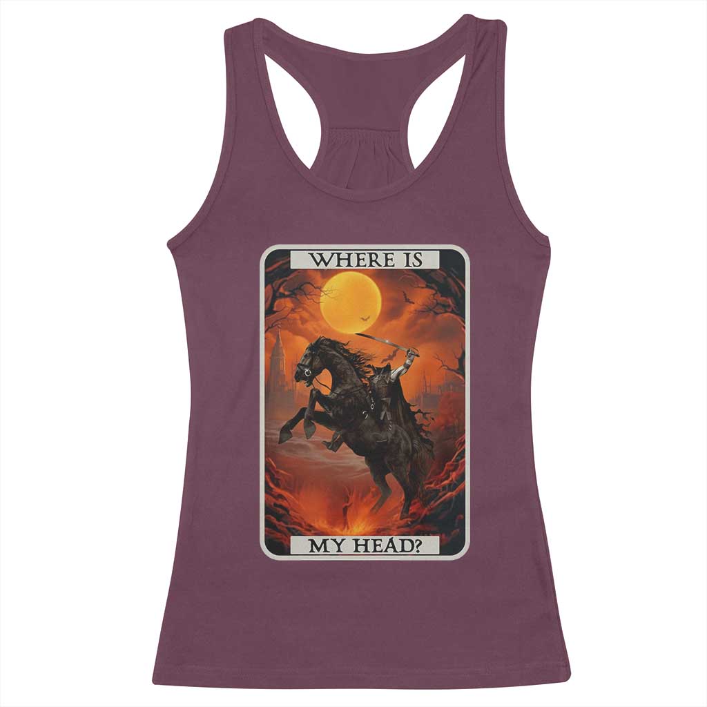 Headless Horseman Racerback Tank Top Where Is My Head Gothic Tarot Gift - Wonder Print Shop