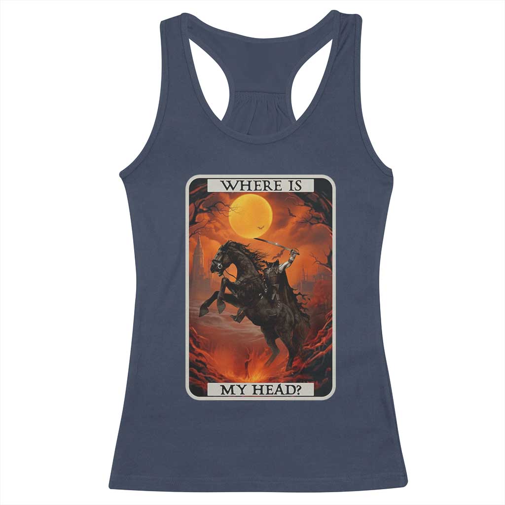 Headless Horseman Racerback Tank Top Where Is My Head Gothic Tarot Gift - Wonder Print Shop