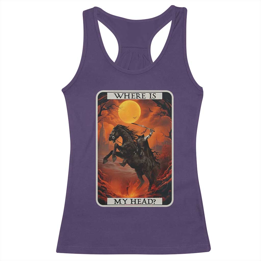Headless Horseman Racerback Tank Top Where Is My Head Gothic Tarot Gift - Wonder Print Shop