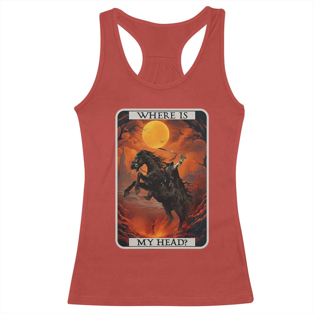 Headless Horseman Racerback Tank Top Where Is My Head Gothic Tarot Gift - Wonder Print Shop
