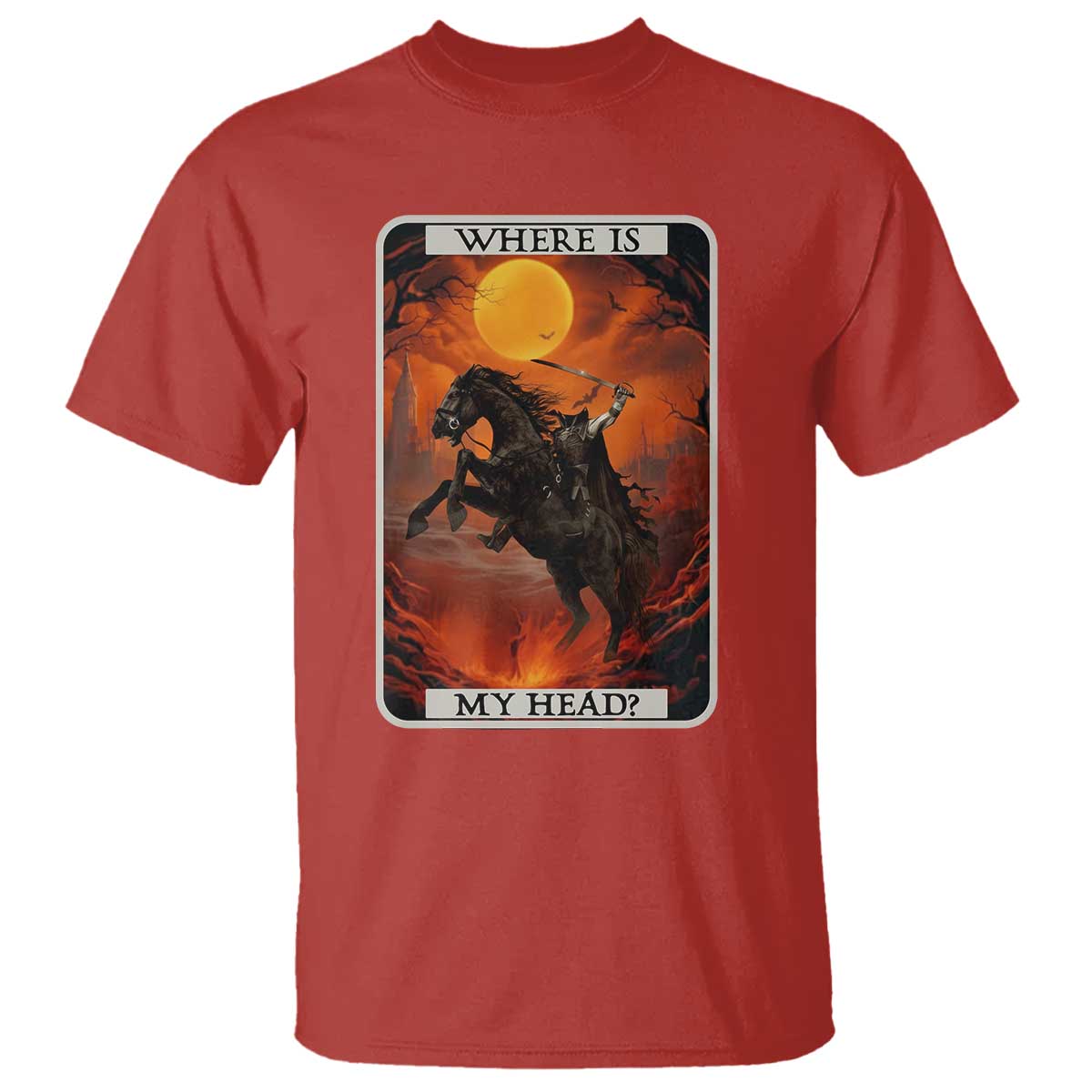 Headless Horseman T Shirt Where Is My Head Gothic Tarot Gift - Wonder Print Shop