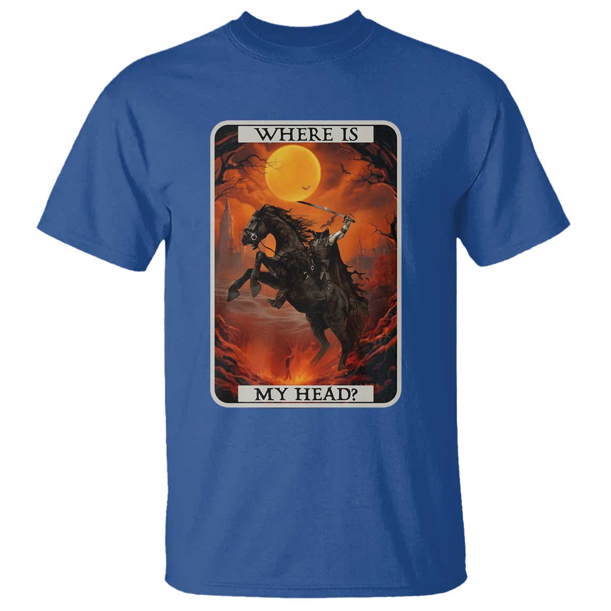 Headless Horseman T Shirt Where Is My Head Gothic Tarot Gift - Wonder Print Shop