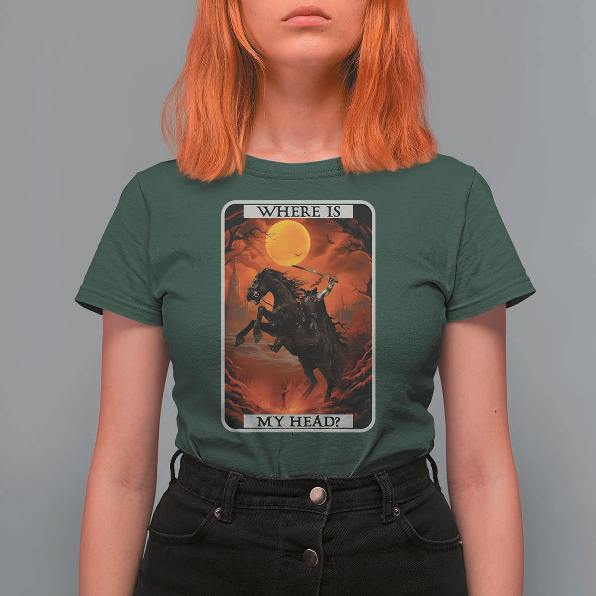 Headless Horseman T Shirt For Women Where Is My Head Gothic Tarot Gift - Wonder Print Shop