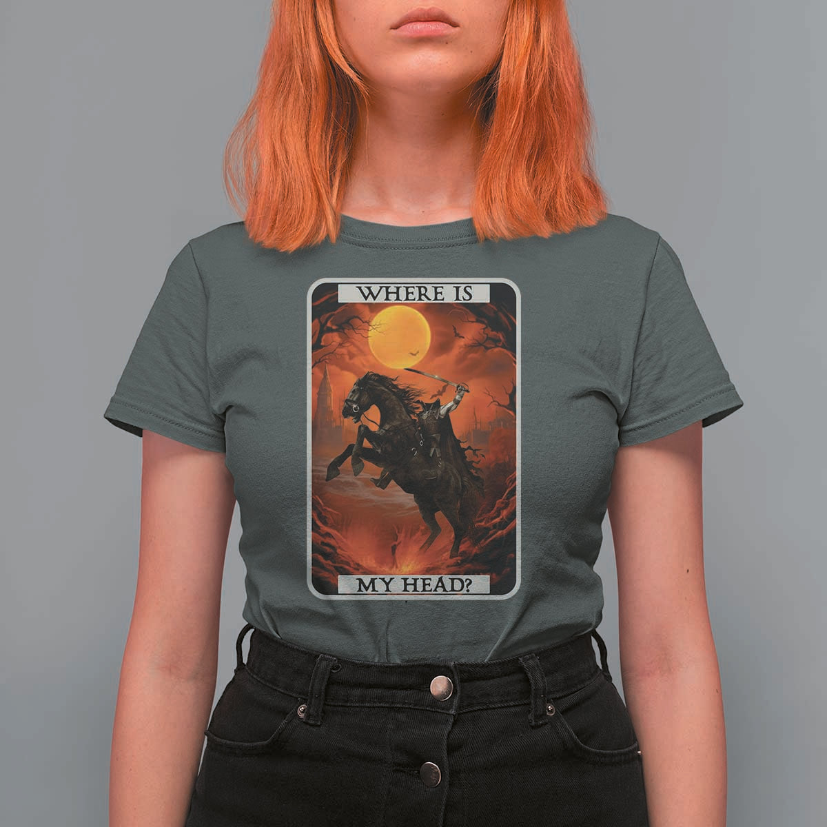 Headless Horseman T Shirt For Women Where Is My Head Gothic Tarot Gift - Wonder Print Shop