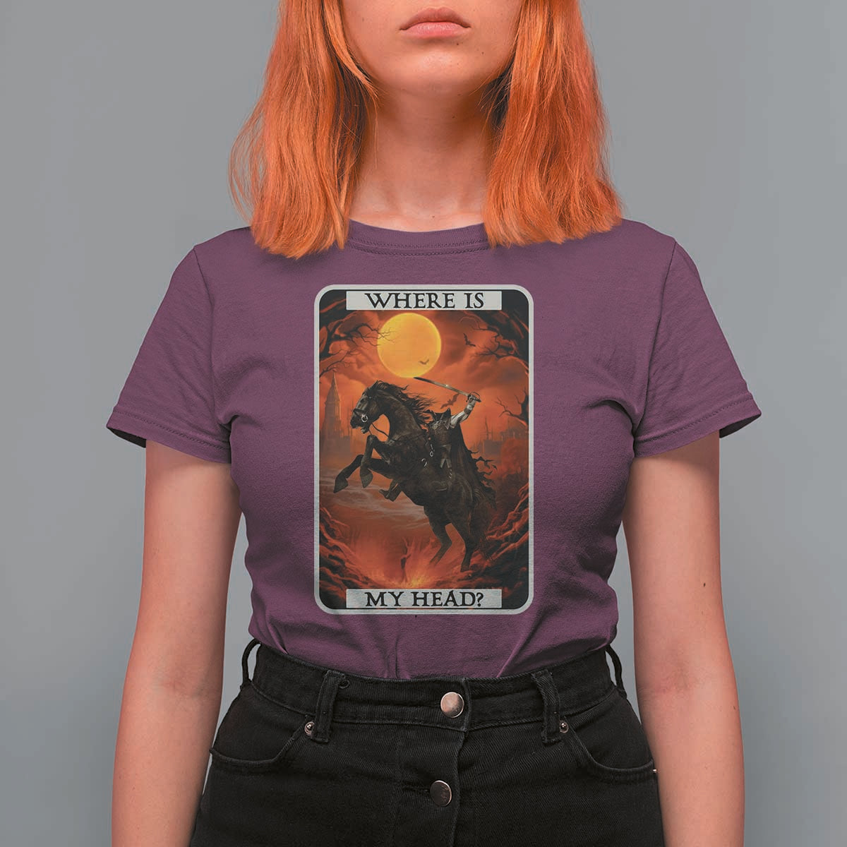 Headless Horseman T Shirt For Women Where Is My Head Gothic Tarot Gift - Wonder Print Shop