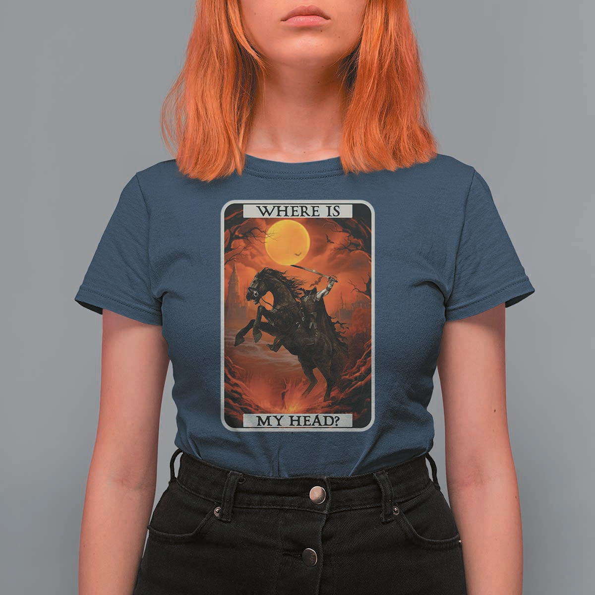 Headless Horseman T Shirt For Women Where Is My Head Gothic Tarot Gift - Wonder Print Shop