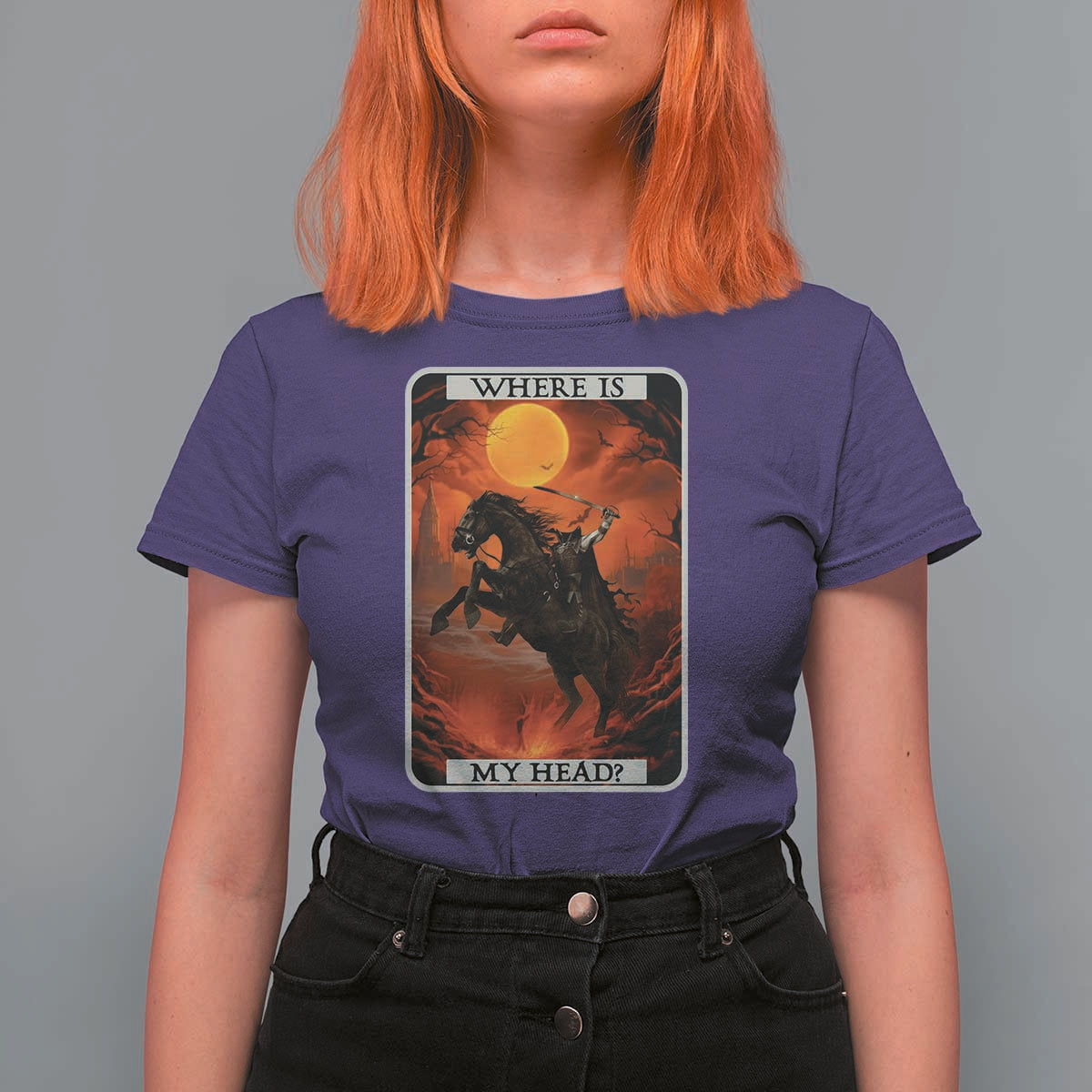 Headless Horseman T Shirt For Women Where Is My Head Gothic Tarot Gift - Wonder Print Shop