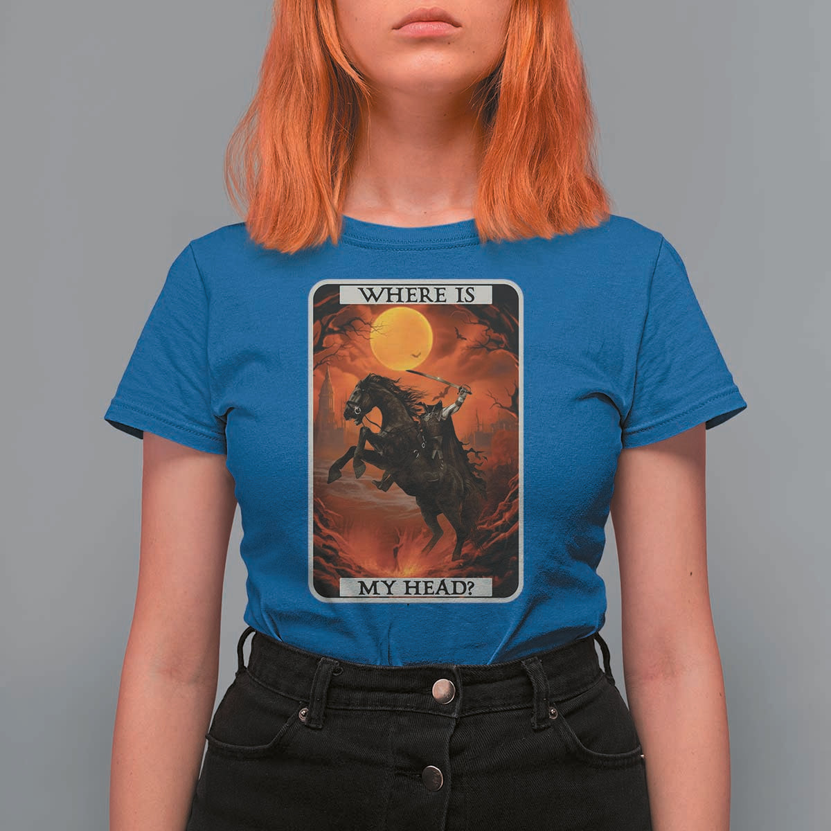 Headless Horseman T Shirt For Women Where Is My Head Gothic Tarot Gift - Wonder Print Shop