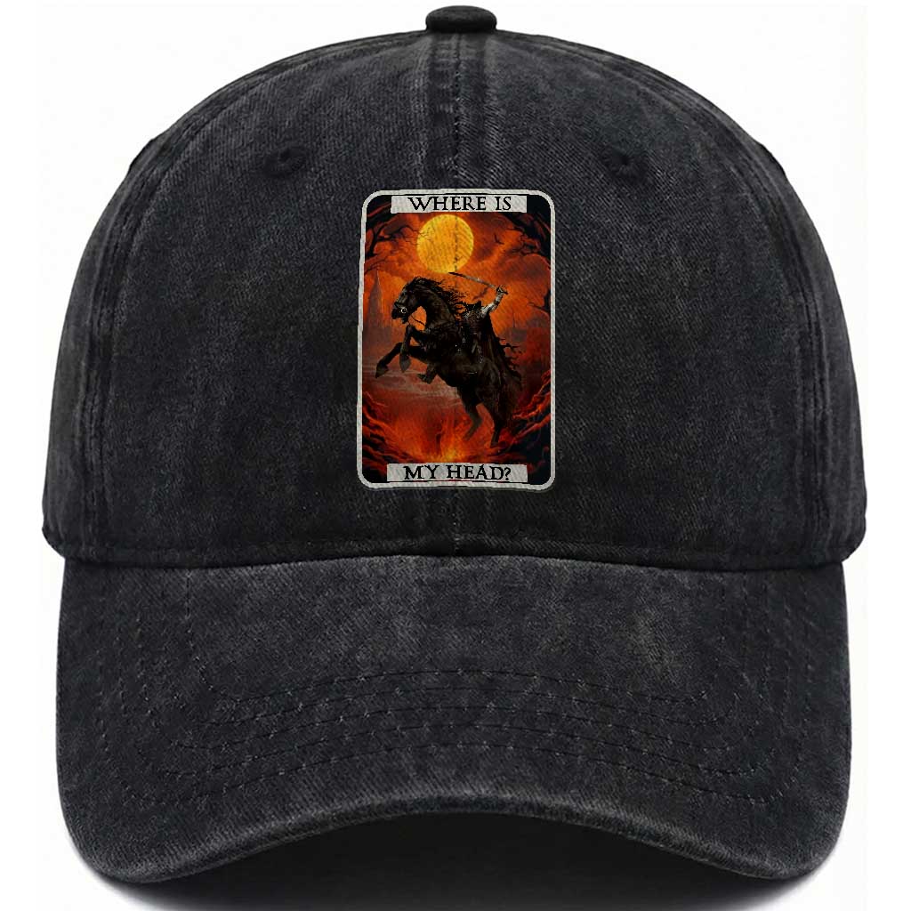 Headless Horseman Washed Cotton Baseball Cap Where Is My Head Gothic Tarot Gift