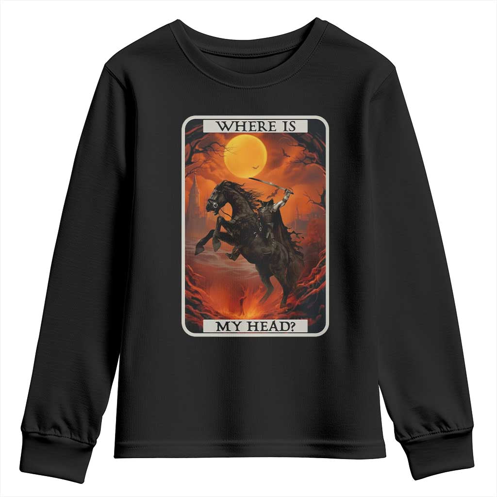 Headless Horseman Youth Sweatshirt Where Is My Head Gothic Tarot Gift - Wonder Print Shop
