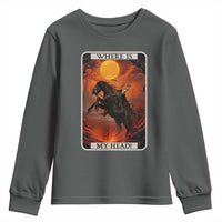 Headless Horseman Youth Sweatshirt Where Is My Head Gothic Tarot Gift - Wonder Print Shop