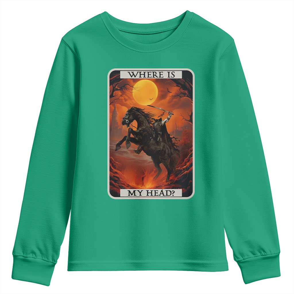 Headless Horseman Youth Sweatshirt Where Is My Head Gothic Tarot Gift - Wonder Print Shop