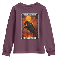 Headless Horseman Youth Sweatshirt Where Is My Head Gothic Tarot Gift - Wonder Print Shop