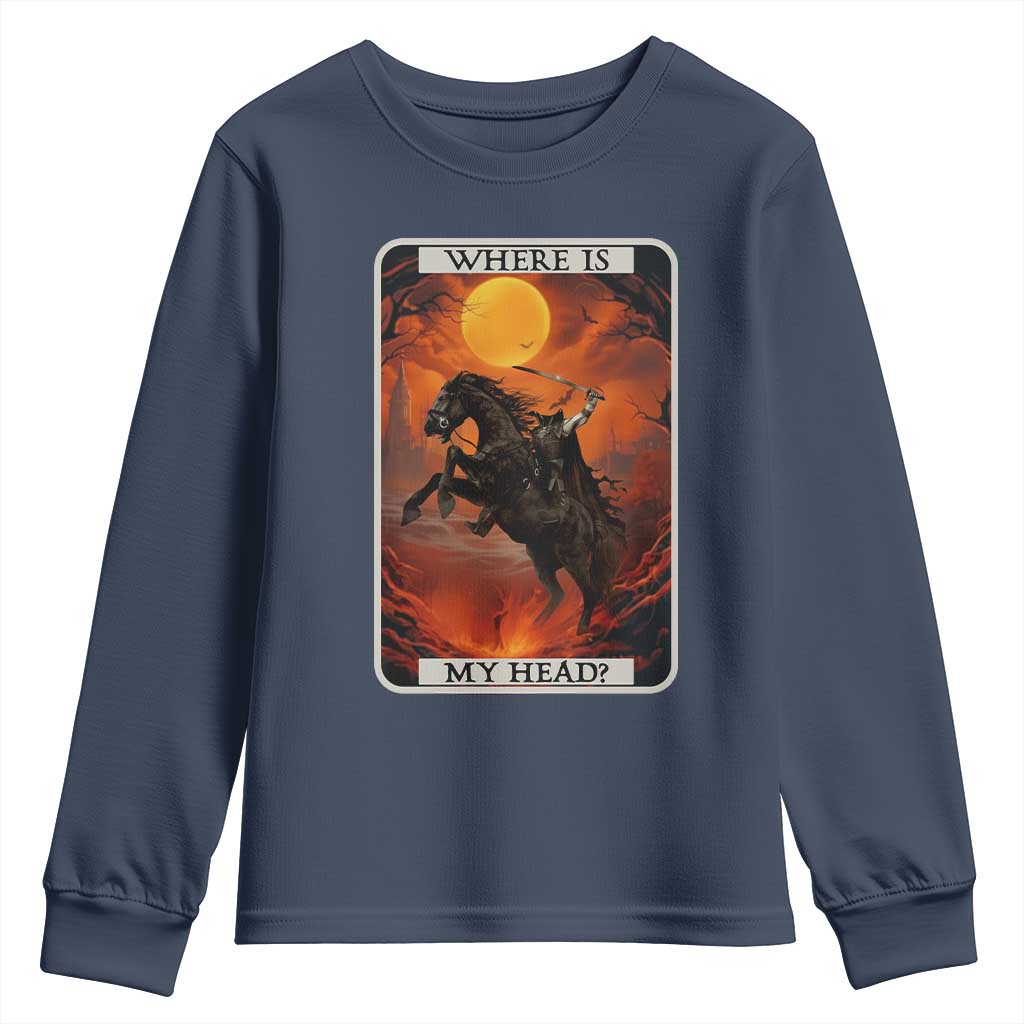 Headless Horseman Youth Sweatshirt Where Is My Head Gothic Tarot Gift - Wonder Print Shop