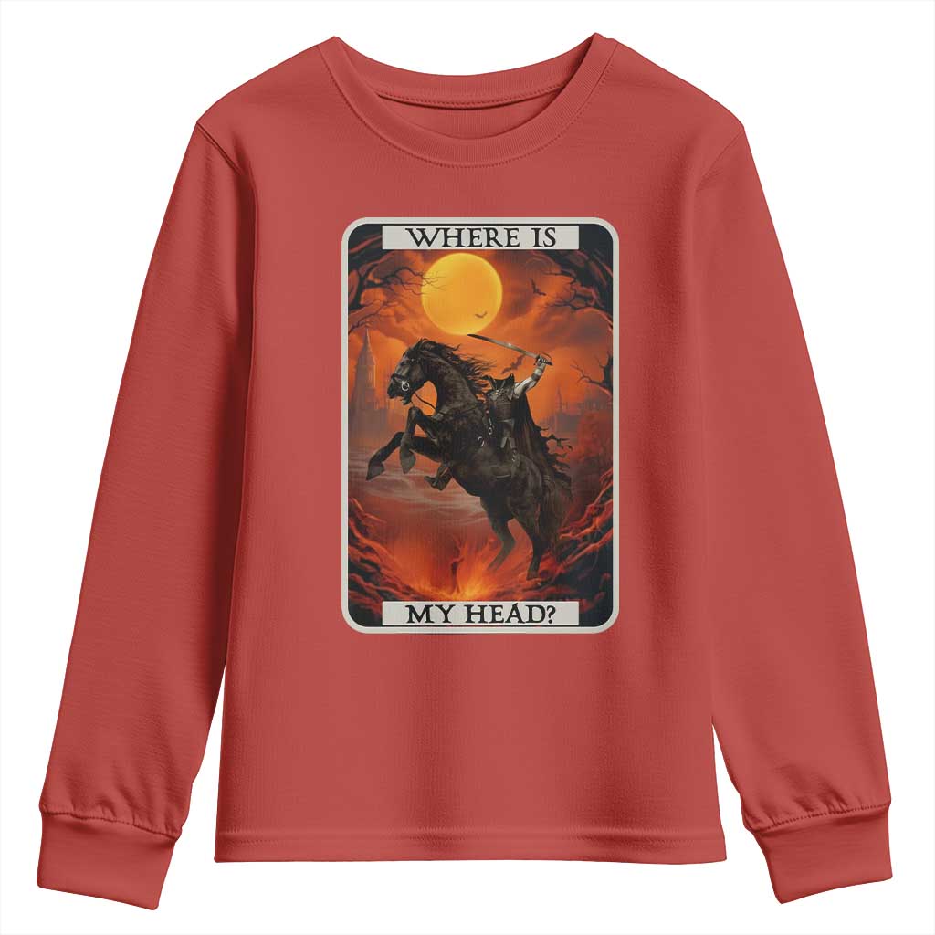 Headless Horseman Youth Sweatshirt Where Is My Head Gothic Tarot Gift - Wonder Print Shop