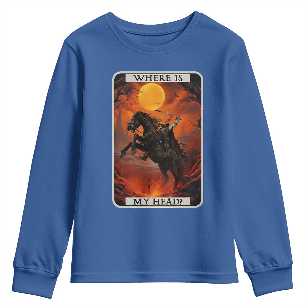 Headless Horseman Youth Sweatshirt Where Is My Head Gothic Tarot Gift - Wonder Print Shop