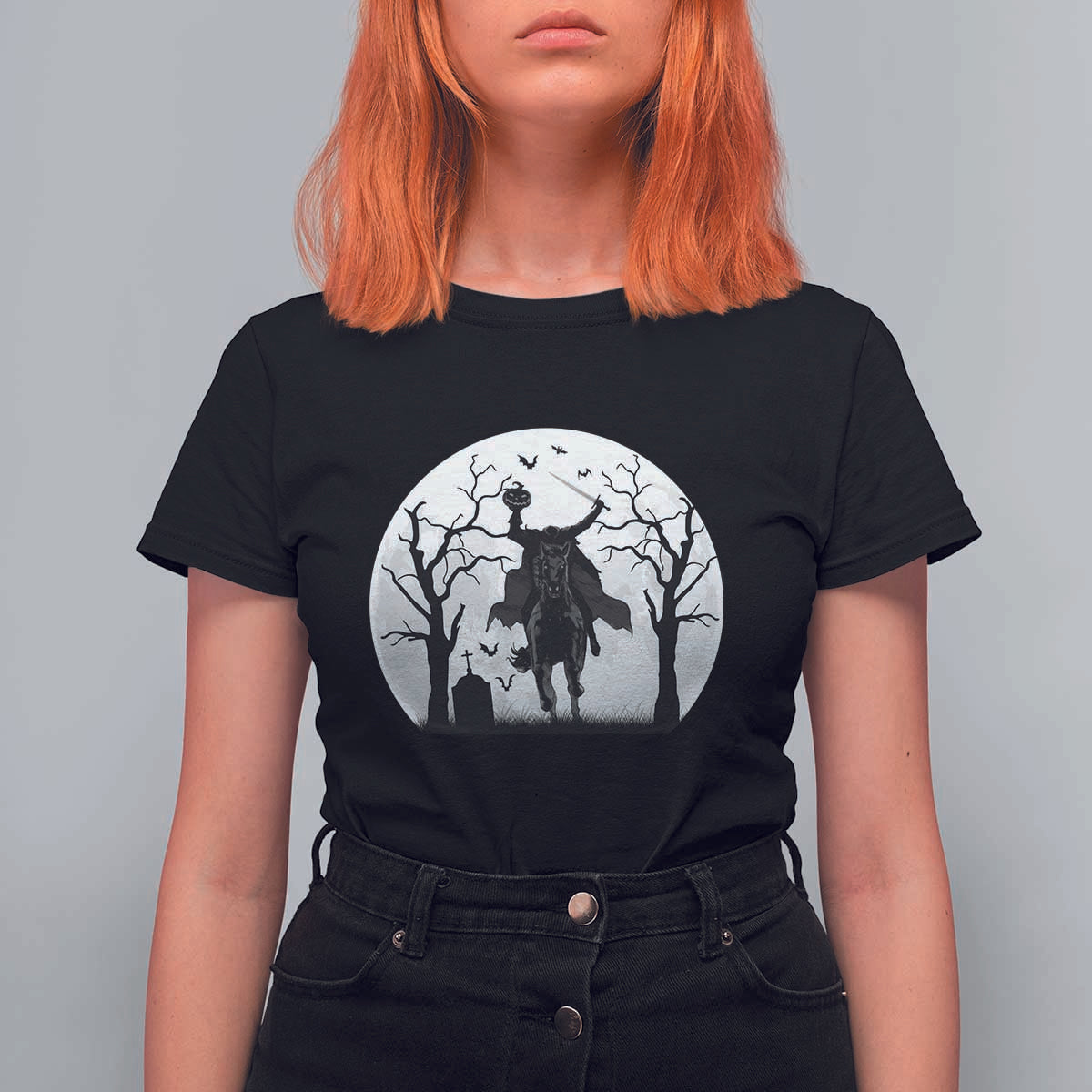 Headless Horseman T Shirt For Women Gothic Horror Halloween Gift - Wonder Print Shop