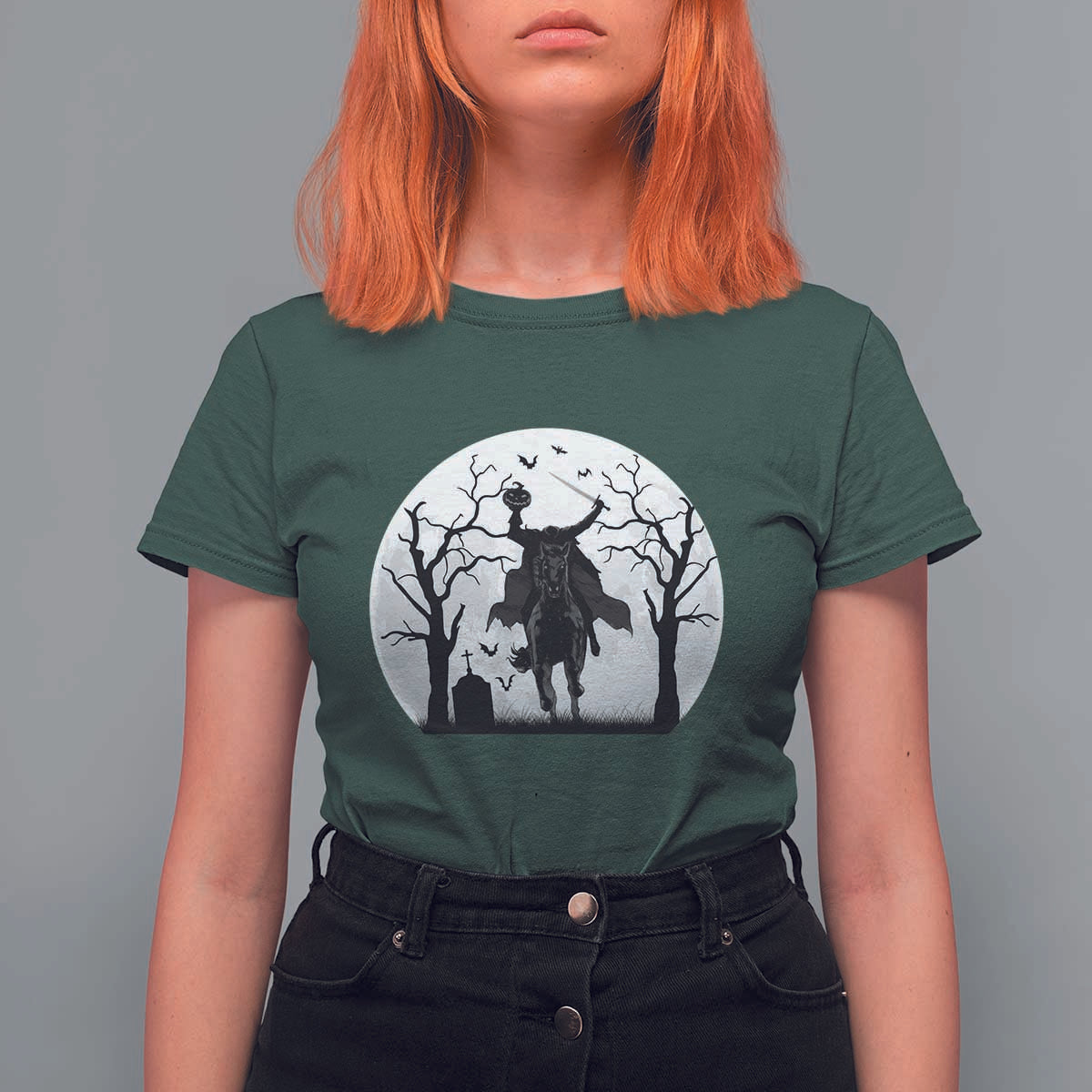 Headless Horseman T Shirt For Women Gothic Horror Halloween Gift - Wonder Print Shop