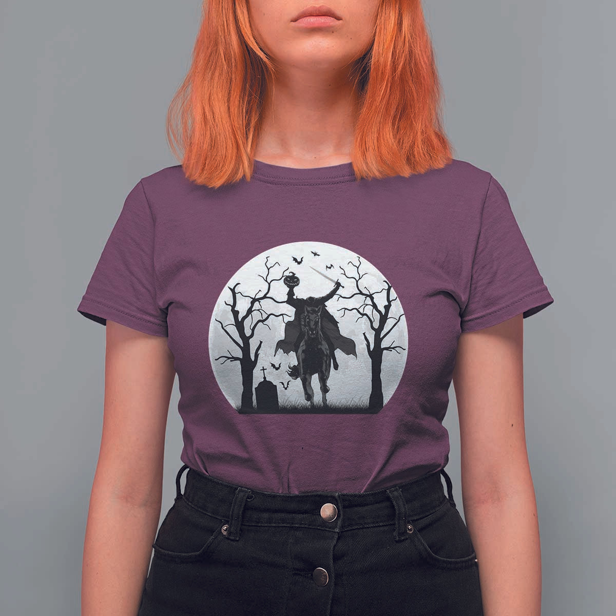 Headless Horseman T Shirt For Women Gothic Horror Halloween Gift - Wonder Print Shop