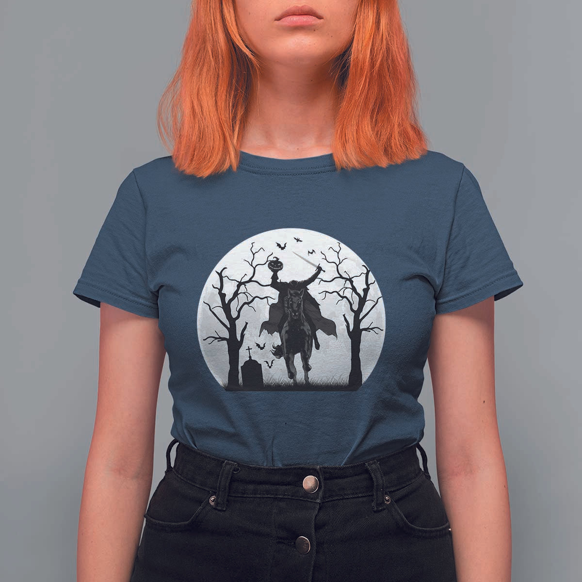 Headless Horseman T Shirt For Women Gothic Horror Halloween Gift - Wonder Print Shop