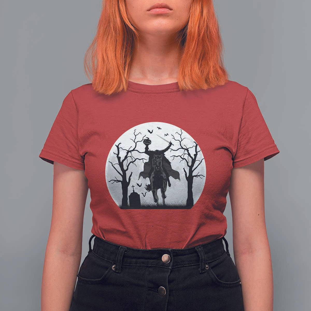 Headless Horseman T Shirt For Women Gothic Horror Halloween Gift - Wonder Print Shop