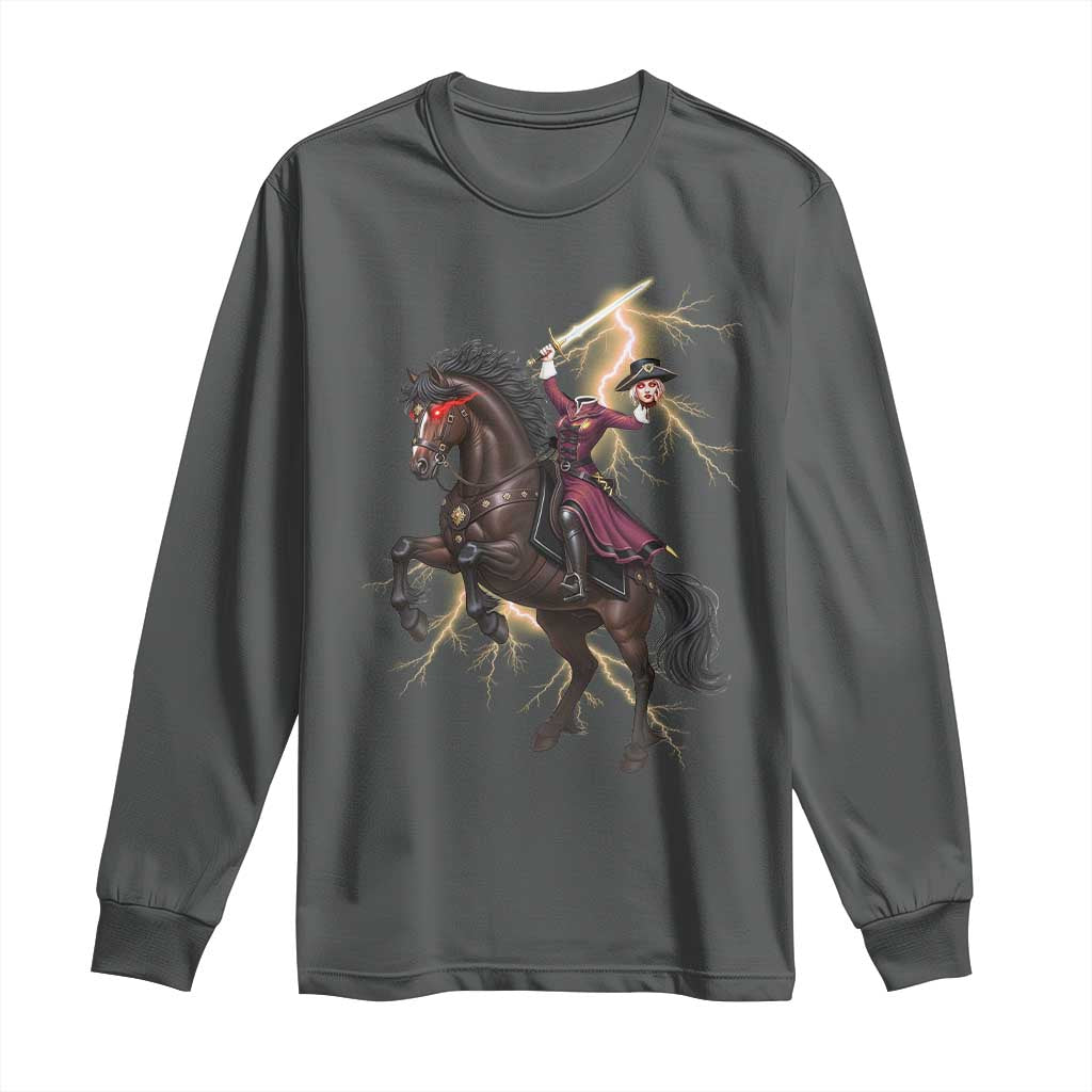Dullahan Headless Horsewoman Long Sleeve Shirt Gothic Monster Girl Gift - Wonder Print Shop