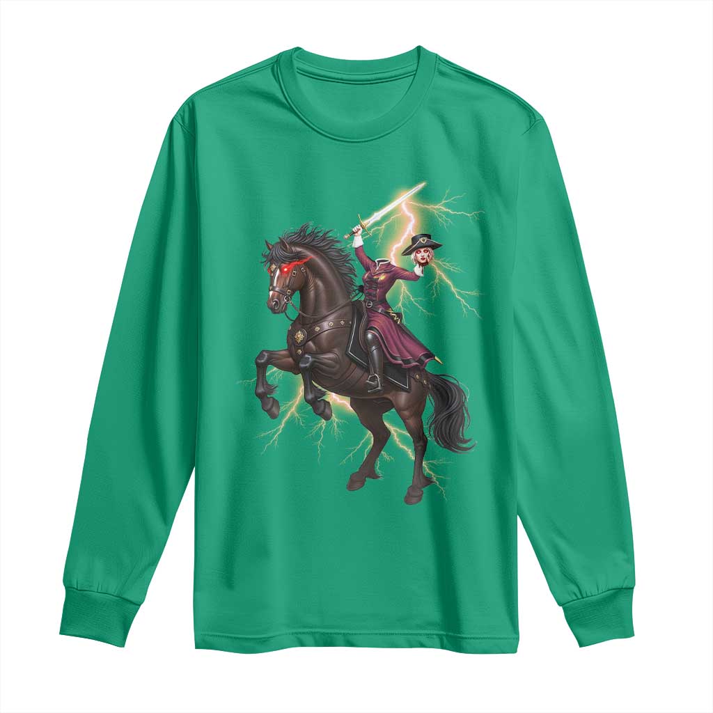 Dullahan Headless Horsewoman Long Sleeve Shirt Gothic Monster Girl Gift - Wonder Print Shop