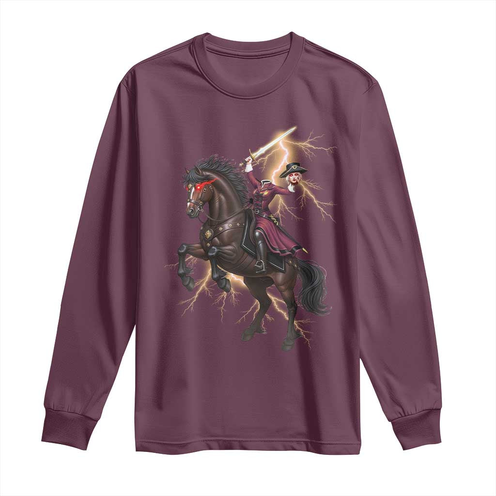 Dullahan Headless Horsewoman Long Sleeve Shirt Gothic Monster Girl Gift - Wonder Print Shop