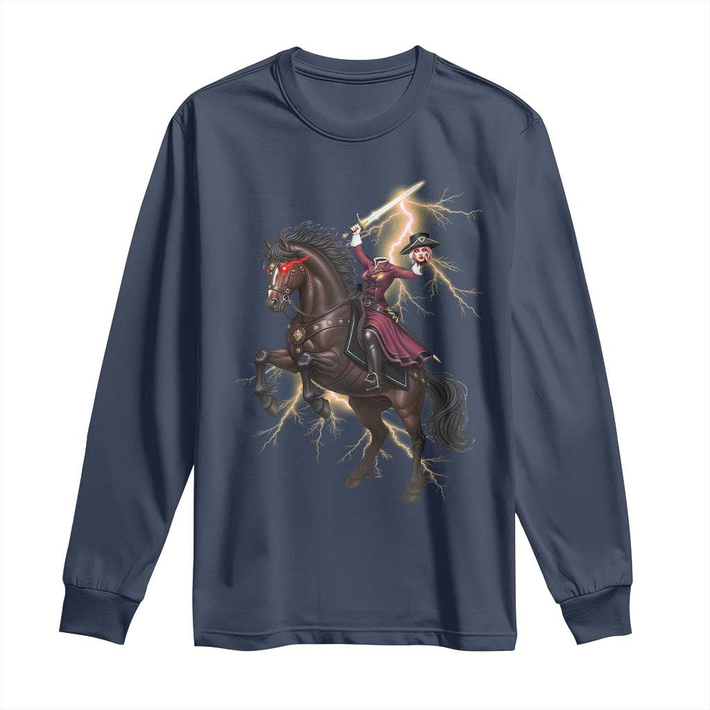 Dullahan Headless Horsewoman Long Sleeve Shirt Gothic Monster Girl Gift - Wonder Print Shop