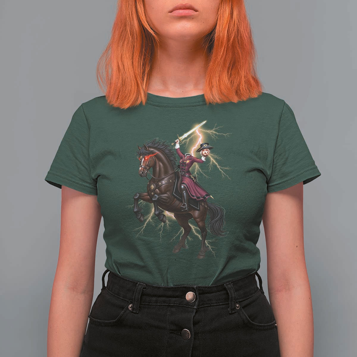 Dullahan Headless Horsewoman T Shirt For Women Gothic Monster Girl Gift - Wonder Print Shop